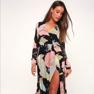 Lulus wondrous water lilies floral maxi dress